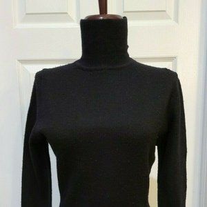DONNA KARAN NEW YORK DKNY BLACK SOFT WOOL TURTLENECK SWEATER TOP BODY SUIT M